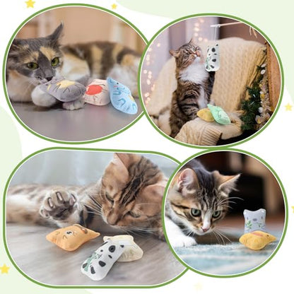 Gejoy 20 Pack Catnip Toys for Indoor Cat Plush Kitten Cat Chew Toys Catnip Kitten Entertaining Interactive Safe Teeth Cleaning Dolls(Charming) - style: Charming
