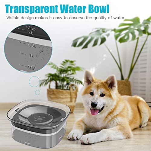 UPSKY 70oz Dog Water Bowl 2L No Spill Dog Bowls Large Capacity Spill Proof Slow Water Feeder, No Splash Dog Bowl Pet Water Dispenser Vehicle Carried Travel Slow Drinking Bowls for Messy Drinkers, Cats - color: C-Black, size: 2 L