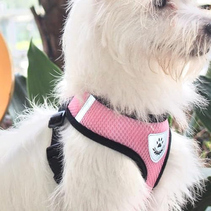 Pet Dog Vest Harnesses Puppy Cotton Polyester Adjustable Dog Mesh Harness Travel Chest Strap Vest Reflective (L, Pink) - color: Pink, size: L
