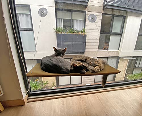 Cat Window Bed – Stable Support for All Kitties – No-Drill Mounting Window Bed for Cats w/Hand-Washable Fabric – Space Saving Cat Window Hammock for Indoor Cats & Apartment Living (21”x12”)