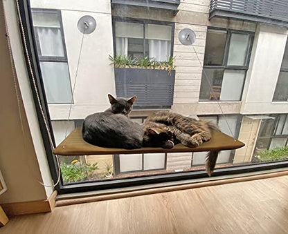 Cat Window Bed – Stable Support for All Kitties – No-Drill Mounting Window Bed for Cats w/Hand-Washable Fabric – Space Saving Cat Window Hammock for Indoor Cats & Apartment Living (21”x12”)