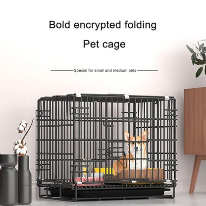 Dog Crate, 2 Doors Folding Mental Wire Dog Cage Training Kennel, with Removable Tray, Suitable for Small and Medium Dogs (Size : 50x32x38cm) - size: 19.6"L x 12.5"W x 14.9"H