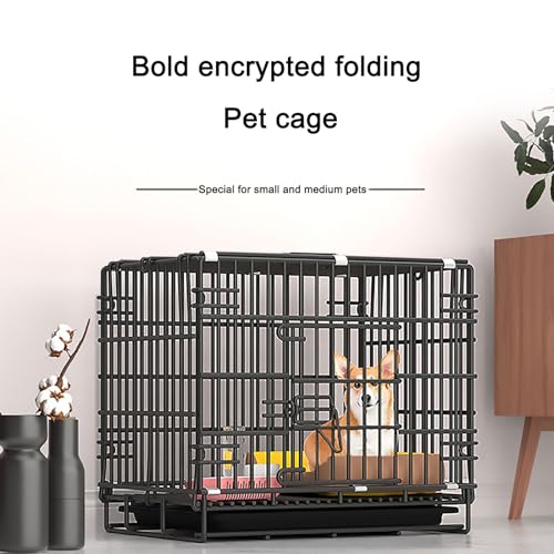Dog Crate, 2 Doors Folding Mental Wire Dog Cage Training Kennel, with Removable Tray, Suitable for Small and Medium Dogs (Size : 61x42x50cm) - size: 24.0"L x 16.5"W x 19.6"H