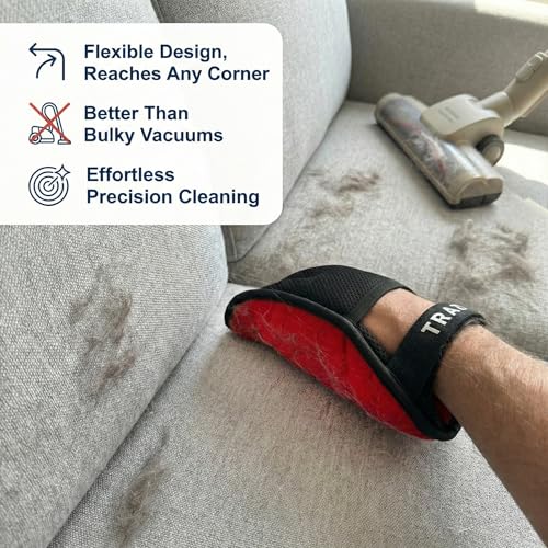 Trazon Pet Hair Removal Gloves 2 Pack – Electrostatic Pet Hair Removal Mitt for Cats & Dogs – Magic Brush Pet Hair Remover & Reusable Lint Brush Alternative for Couch, Furniture, Clothes & Car Seats