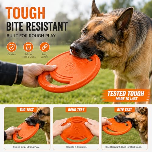 Dog Flying Disc, Durable Soft EVA Flying Ring for Aggressive Chewers, Interactive Fetch & Training Toy, Floats in Water, Safe on Teeth & Gums, Beach Pool Play (Orange) - color: Orange