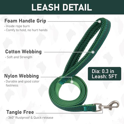 Small Pet Harness Collar and Leash Set, Step in No Chock No Pull Linen Fabric Soft Mesh Dog Vest Harnesses Reflective for Dogs Puppy Cats Kitten Rabbit (Green, L) - color: Green, size: Large