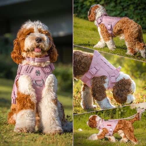 OneTigris Tactical Dog Harness Vest,No-Pull Service Dog Vest with Hook & Loop Panels,Adjustable Dog Vest Harness for Walking Hiking Training(Pink,XS) - color: Pink, size: XS