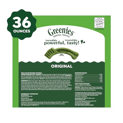 Greenies Veterinarian-Recommended Adult Natural Dental Dog Treats Teenie Size, Dog Dental Chews, Original Flavor, 36 oz. Pack, 130 Count - size: 130 Count (Pack of 1)