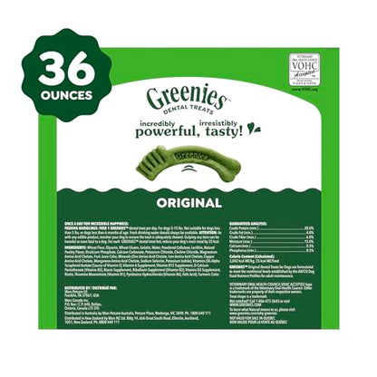 Greenies Veterinarian-Recommended Adult Natural Dental Dog Treats Teenie Size, Dog Dental Chews, Original Flavor, 36 oz. Pack, 130 Count - size: 130 Count (Pack of 1)