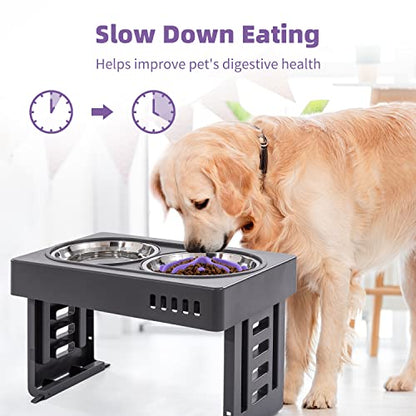Jaoul Slow Feeder Dog Bowls Insert, Puzzle Slow Feeder with 51 Octopus Suction Cups for Medium Large Size Dog Bowls Over 6.5" Wide (Purple) - color: Purple, size: Large(5.5 inch)