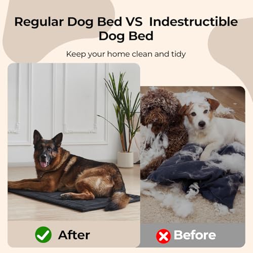 Chew Proof Dog Crate Pad - Indestructible Durable Dog Bed for Aggressive Chewers, Machine Washable & Waterproof Indoor Outdoor Tough Kennel Pad for Medium Dogs (Medium (22"x35")) - size: Medium (22"x35")