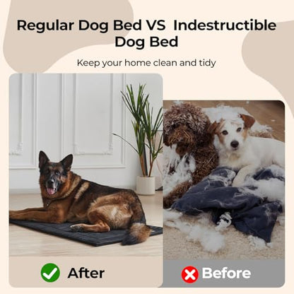 Chew Proof Dog Crate Pad - Indestructible Durable Dog Bed for Aggressive Chewers, Machine Washable & Waterproof Indoor Outdoor Tough Kennel Pad for Medium Dogs (Medium (22"x35")) - size: Medium (22"x35")