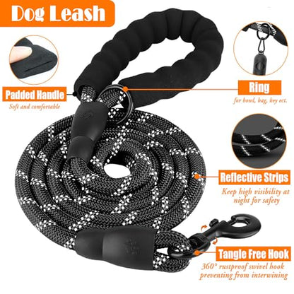 LOBEVE No Pull Dog Harness, Collar & Leash Set | Includes Dog Seat Belt, Collapsible Bowls & Poop Bag Dispenser. Ideal for Training, Walking, Hiking. Fits Small to Large Dogs(Black-S) - color: Black, size: Small