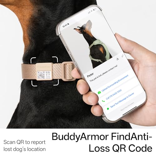 All-Weather Dog Collar Reflective Adjustable Soft Nylon QR Code Anti-Lost Collar Breathable with Quick-Release Buckle Patent Alloy Ring for Small Medium Large Dog (Light-Olive, M) - color: Light-Olive, size: M
