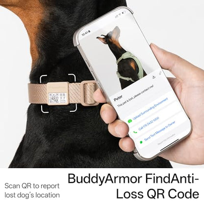 All-Weather Dog Collar Reflective Adjustable Soft Nylon QR Code Anti-Lost Collar Breathable with Quick-Release Buckle Patent Alloy Ring for Small Medium Large Dog (Light-Olive, L) - color: Light-Olive, size: L