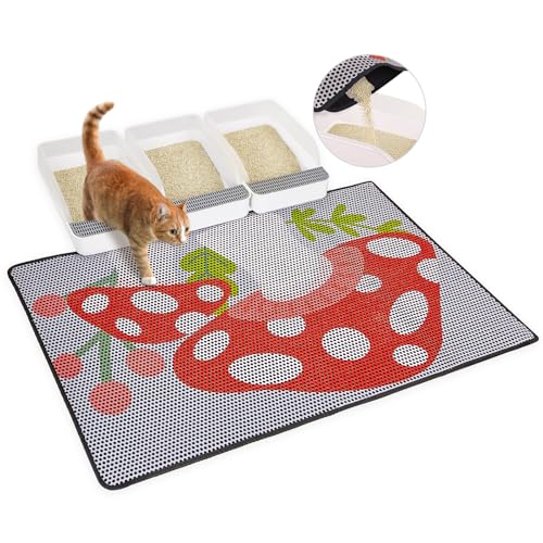 Cat Litter Mat, 46"x27" Jumbo Cat Litter Trapping Mat, Double Layer Litter Mat with Non-Slip Rubber Bottom, Urine and Water Proof, Keeps Floors Clean Mushroom XL - size: XL(46x27in)