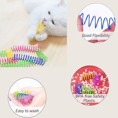 Interactive Cat Toy Set, 6-Pack Catnip Saury Fish & Springs for Indoor Cats, Kitten Chew Rope Bundles, Boredom Relief & Active Play