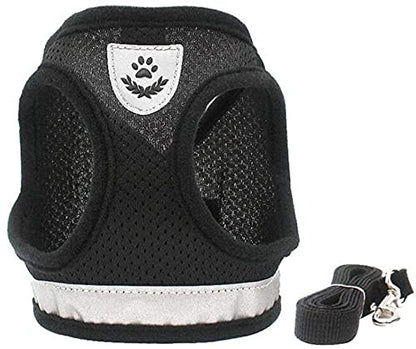 Dog Harness and Leash Set for Walking, Soft Mesh Adjustable Easy Control Lightweight Cat Vest Harnesses with Reflective Strips, Escape Proof Small Dogs Cats Vests (Black, Small) - color: Black, size: Small