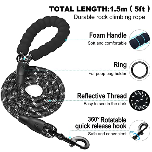 haapaw Dog Harness with Leash Set, No Pull Adjustable Reflective Step-in Puppy Harness with Thickened Padded Vest for Extra-Small/Small Medium Dogs - color: Black, size: M