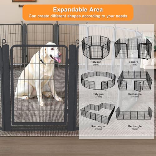Dog Playpen Outdoor with Low Threshold Gate, 32 inch 20 Panels Dog Play Pen Indoors, Heavy Duty Metal Puppy Playpen Dogs Pen, Rust-Resistant Pet Playpens for Yard RV Camping - color: 20 Panels-32 Inch