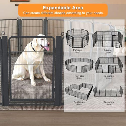 Dog Playpen Outdoor with Low Threshold Gate, 32 inch 20 Panels Dog Play Pen Indoors, Heavy Duty Metal Puppy Playpen Dogs Pen, Rust-Resistant Pet Playpens for Yard RV Camping - color: 20 Panels-32 Inch