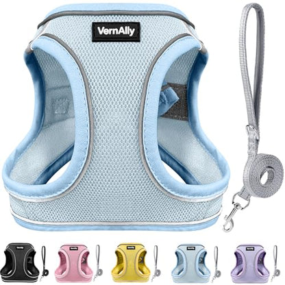 Sparkly Dog Harness Small Sized and Leash Set for Small Dogs Cats,Blue S Puppy Harness, Step in Soft Dog Reflective Vest, Breathable Mesh Pet Harness. (Blue, S) - color: Blue, size: S