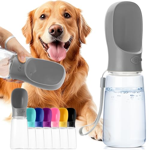 Mr. Pen- Portable Dog Water Bottle, 19 oz, Large, Leak Proof Puppy Water Dispenser with Drinking Feeder for Pets, Outdoor Walking, Hiking, Travel, Not Dishwasher Safe - color: Gray