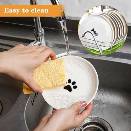 Cat Food Bowl 6 Pack Ceramic Cats Bowl Anti Whisker Fatigue Cat Dishes 5.91 Inch Cats Food Tray Shallow Wide Feeding Kitten Plate Cute Paw Fishbone Pattern Water Dish for Indoor Wet Dry Foods Pet