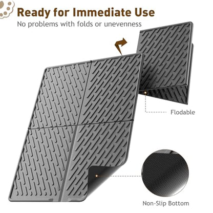 Cat Litter Mat with Grooves & Raised Edge, Urineproof/Waterproof, Litter Scattering Control, Easy to Clean (31 * 24in-Black-2 Pack) - size: 31 * 24in-Black-2 Pack