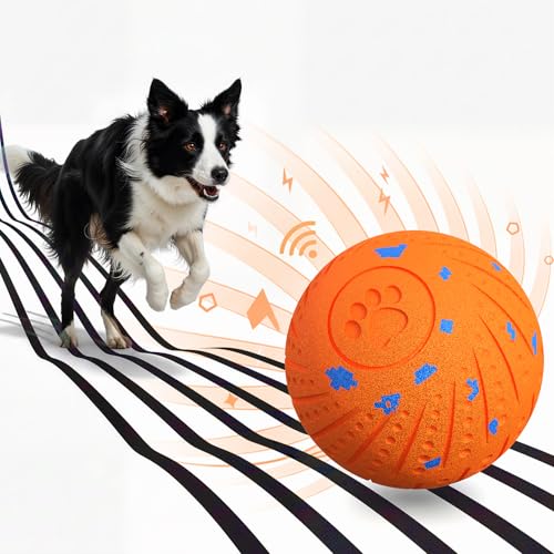 Dog Toys for Medium Large Dogs to Keep Them Busy, Smart Interactive Dog Balls with Automatic Moving Bouncing Vibrating for Enrichment, Mental Stimulation, Anti Boredom, Orange - color: Orange