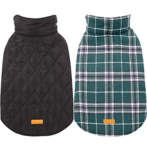 Kuoser Waterproof Dog Coat, Reversible Dog Jacket for Medium Dogs, Adjustable Durable Doggie Winter Coat Warm Puppy Cold Weather Apparel from Small to Large Breed, Green M - color: Green, size: Medium (Pack of 1)