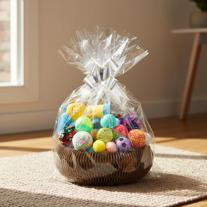 Zopeal 64 Pcs Easter Cat Toy Gift Set Magic Cat Scratcher Board Ball Launcher Gun Crinkle and Yarn and Plastic Bell Ball Kitten Toy with Bow for Pet Interactive Engaging Gift(Organ Shape) - style: Organ Shape