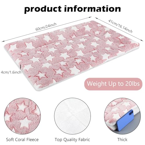4 Pcs Washable Dog Crate Mat Kennel Pad Replaceable Reversible Pet Bed Pad for Crate Pet, Sleeping Mat for Small, Medium, Large Dog Machine Washable(16.14 x 24 x 1.6 Inch, Pink)