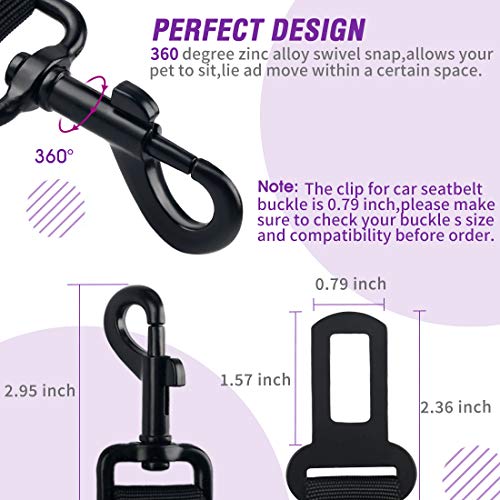 Dog Seat Belt,Retractable Dog Car Harness Seat Belt for Car Adjustable Nylon Pet Safety Seat Belts Heavy Duty & Elastic Bungee Buffer - color: 04-Purple