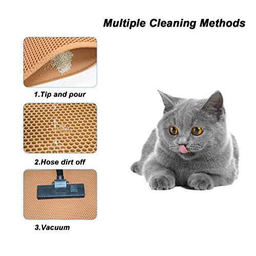 Pieviev Cat Litter Mat Litter Tray Mat of Large Size, Waterproof Material BPA Free, Soft on Paws and Washable - color: Brown, size: L-28''X20''
