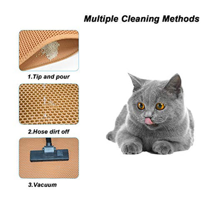 Pieviev Cat Litter Mat Litter Tray Mat of Large Size, Waterproof Material BPA Free, Soft on Paws and Washable - color: Brown, size: L-28''X20''