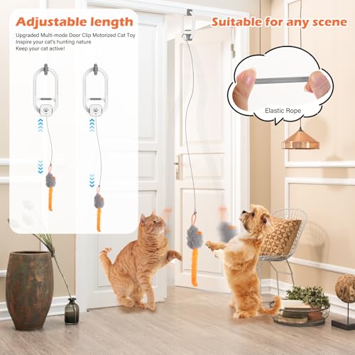 Interactive Cat Toy, Rechargeable Electric Cat Teaser, Hanging Door cat Toy, 2 Motion Modes (360° Spin & Irregular Jumping), Smart Auto Cat Toy for Exercise & Fun, Grey - color: Grey