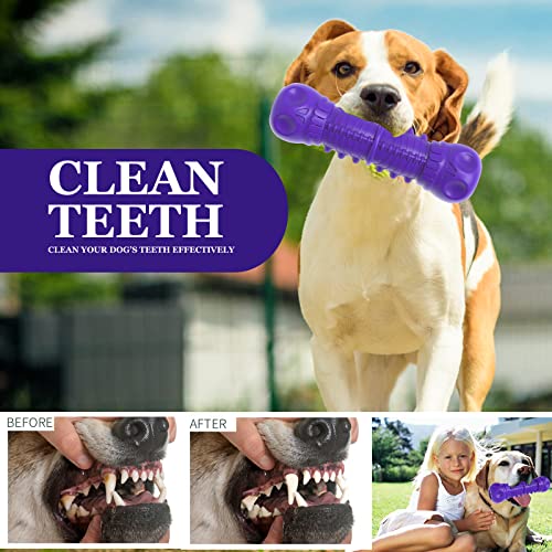 ZIKATON Dog Squeaky Toys for Aggressive Chewers, Durable Chew Toys for Large Medium Breed Dog, Dog Toys, Tough Durable Dogs Toys with Natural Rubber - color: A Violet