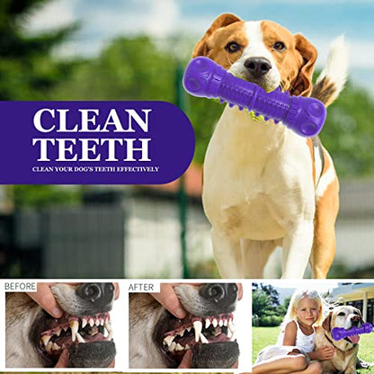 ZIKATON Dog Squeaky Toys for Aggressive Chewers, Durable Chew Toys for Large Medium Breed Dog, Dog Toys, Tough Durable Dogs Toys with Natural Rubber - color: A Violet