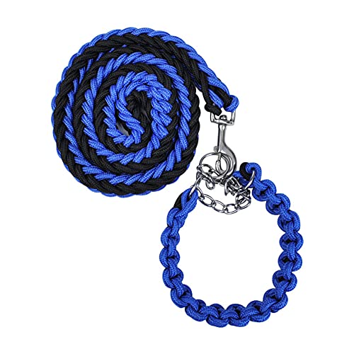 Love Dream Dog Collar and Leash Set, Heavy Duty Nylon Braided Rope Strong 4 FT Dog Leash and Martingale Training Collar for Small Medium Large Dogs Training and Walking (Blue & Black) - color: Blue & Black, size: Medium (Thick 1.5cm)
