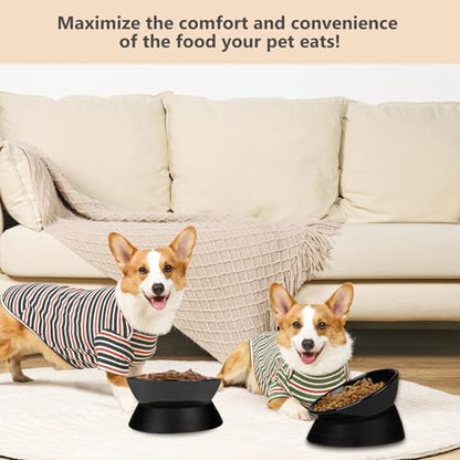 Bulldog Bowl Anti-Slip Dog Cat Dish Detachable Ceramic Dog Bowl Pet Sterile Tilted Pet Feeder Slope Base (Black Ceramic, 2 Cup) - color: Black(Black Ceramic Bowl), size: 2 Cup ( Small/Medium Dog )