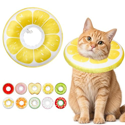 Cat Cone Collar Soft, Adjustable Cat Recovery Cone to Stop Licking, Cute Kitten Donut Collar After Surgery, Elizabethan Collars for Kittens, Lightweight Cats Neck Cones (Lemon, Medium) - color: Lemon, size: Medium
