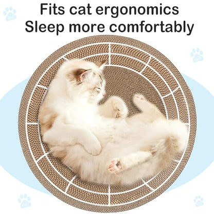 Round Cat Scratcher Bed, 17.7x17.7 Inch Cardboard Cat Scratcher Bowl for Indoor Cats, Large Cat Scratching Board, Cat Scratch Pad with Catnip - size: 1PC-17.7 x 17.7 x 3.9 inches