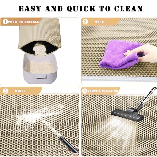 HCY&WLD Cat Litter Mat, Honeycomb Double Layer Cat Litter Trapping Mat, Waterproof Urine Proof Non-Slip, Scatter Control, Less Waste, Easier to Clean (Beige, 30" X 22") - color: Beige