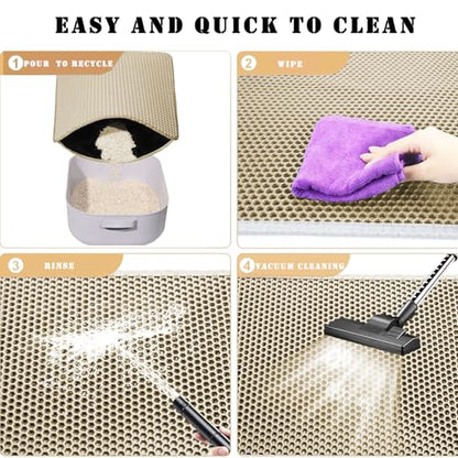 HCY&WLD Cat Litter Mat, Honeycomb Double Layer Cat Litter Trapping Mat, Waterproof Urine Proof Non-Slip, Scatter Control, Less Waste, Easier to Clean (Beige, 30" X 22") - color: Beige