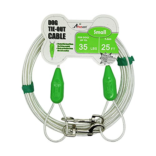 Petest 25ft Reflective Tie-Out Cable for Small Dogs Up to 35 Pounds - color: Green & Silver, size: 35lbs25ft