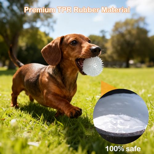 petizer 6 Pack 3.5’’ Glow in The Dark Dog Balls - Rubber Squeaky Swimming Pool Balls, Glowing Spiky Dog Fetching & Teething Chew Ball for Medium Large Breeds Indoors & Outdoors - size: 3.5‘’