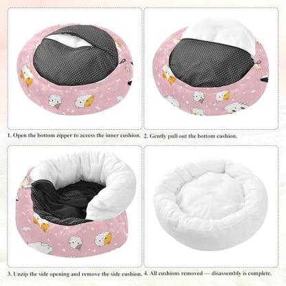 Cat Round Dog Bed, Calming Cat Bed Washable with Removable Cover & Non-Slip Bottom, Soft Cozy Indoor Pet Bed for Living Room, Floor, Sofa, 22" - size: 22"