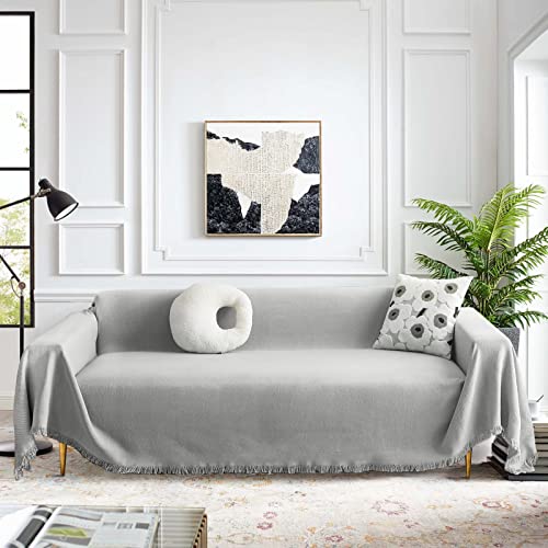MEETSKY Couch Cover Sectional L Shape Recliner Couch Cover Sofa Slipcover Washable Fabric Cotton Blend, Woven Texture Modern Style for Living Room Decoration, 71" x 118", X-Large, Light Gray - color: Type B-light Grey, size: 71" x 118" | X-Large