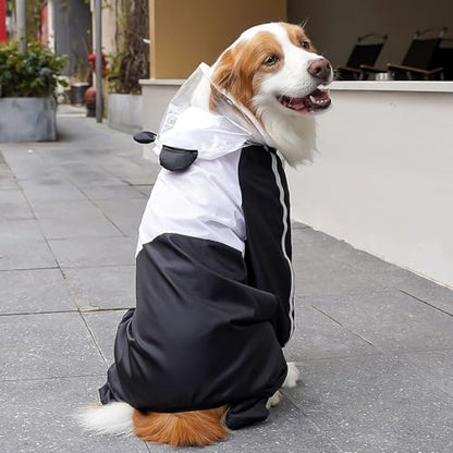 Dog Raincoat with Hood, Waterproof Full-Coverage Reflective Rain Jacket Quick-Drying Rain Poncho and Shoes for Small Medium Large Dogs,Panda,L - color: Panda, size: L（Back Length 12''）